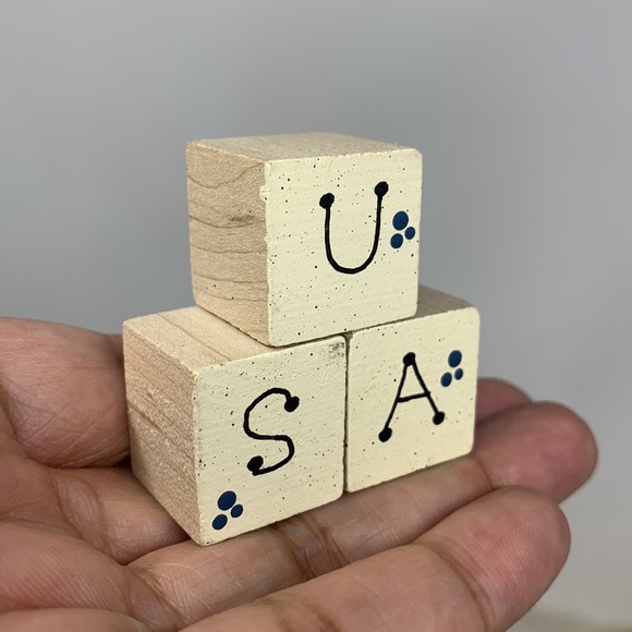 4 piece wooden USA, Sweet Land of Liberty, tiny decorations, vintage, patriotic - Picture 13 of 16